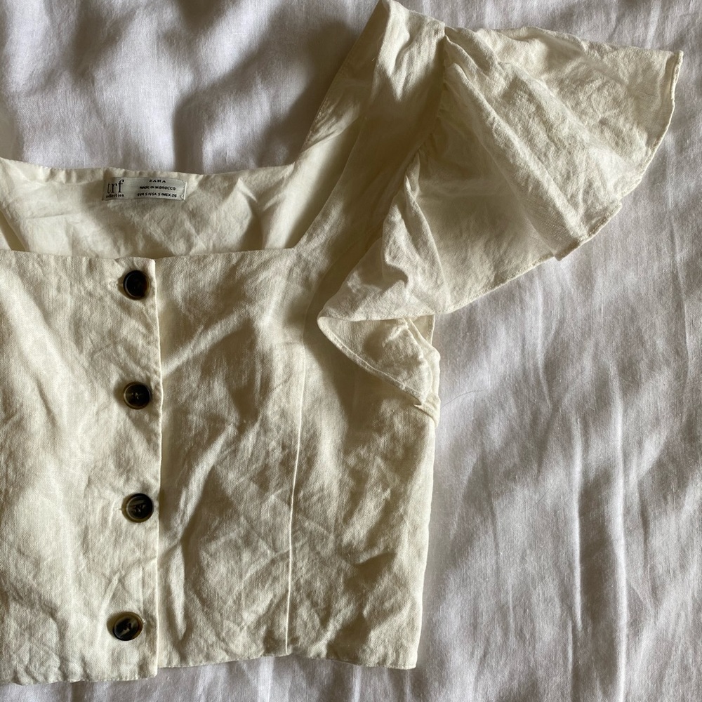 Zara Button Up Cropped Blouse